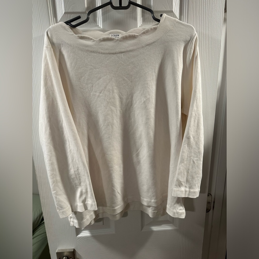 J.Crew 3/4 Sleeve Shirt with Scalloped Collar